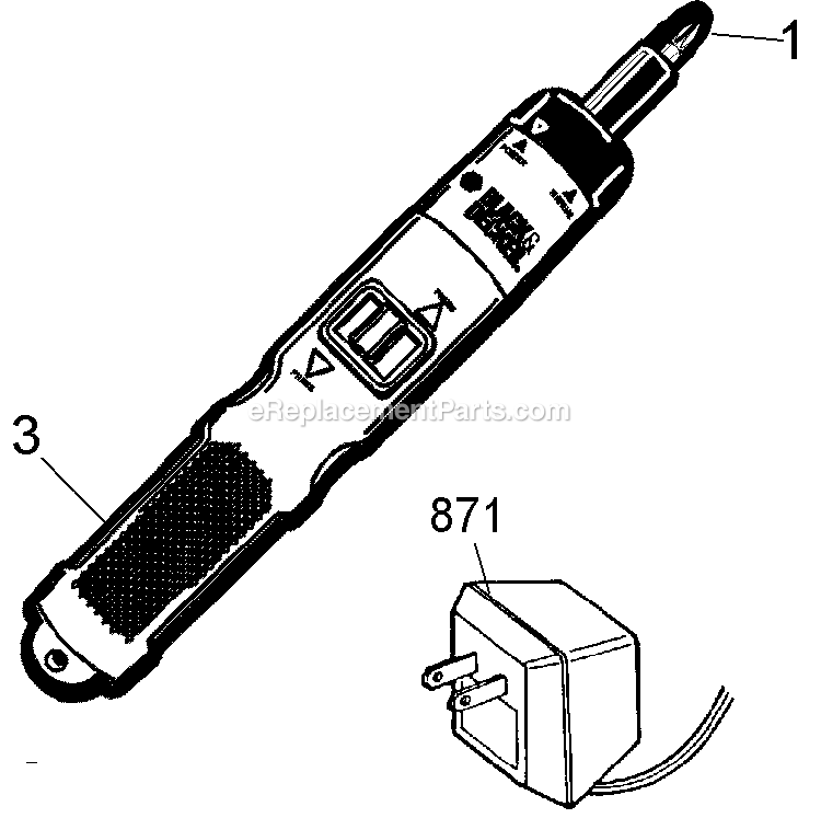 Black and Decker 9072 (Type 4) 2.4v Screwdriver Power Tool Page A Diagram
